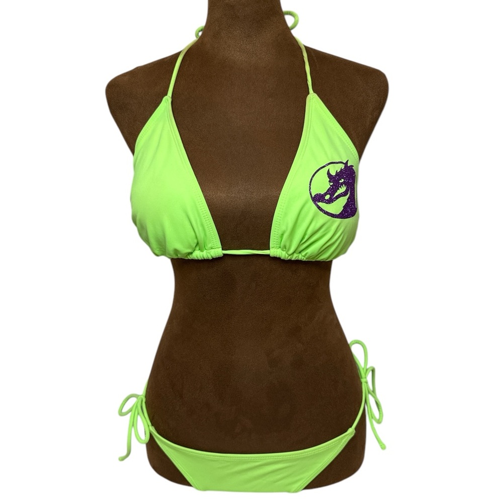 Neon Green Purple Dragon Bikini‎